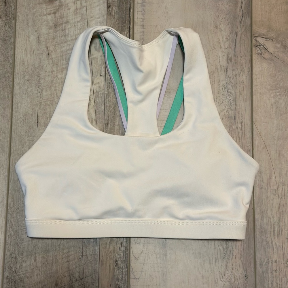 Fabletics White and Mint Sports Bra
